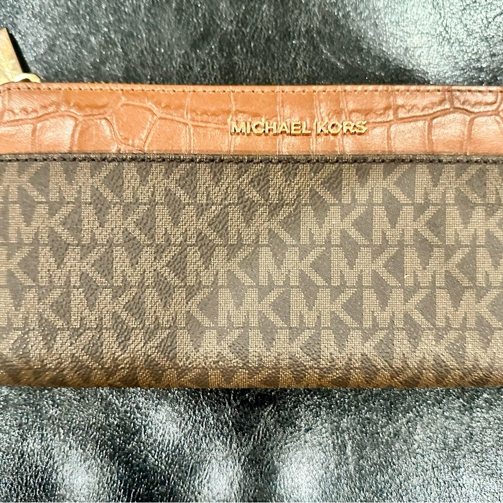 Michael Kors Croc-Embossed Brown Wallet